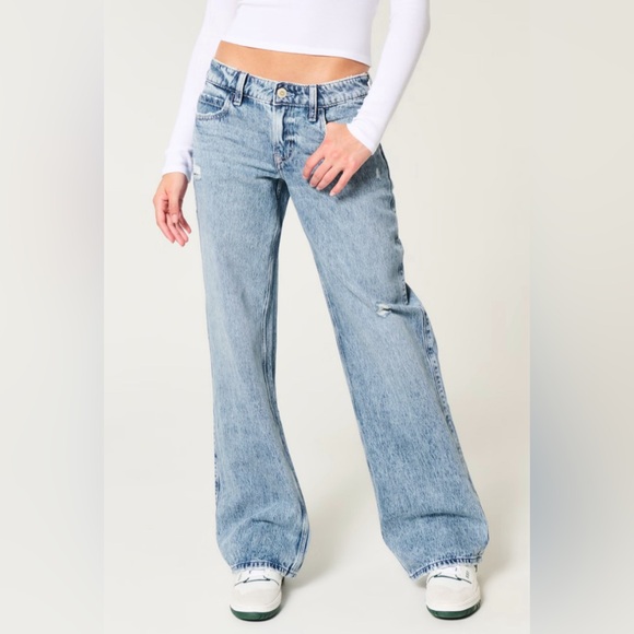 Hollister Low Rise Distressed Baggy Jeans Sz 23L - Picture 1 of 5